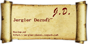 Jergler Dezső névjegykártya